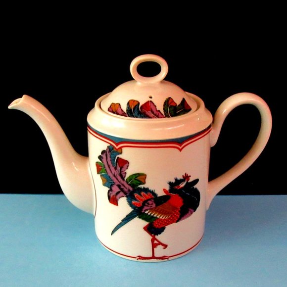 GEORGES BRIARD Oriental Peacock coffee or tea pot with lid - signed - vintage - Picture 1 of 11